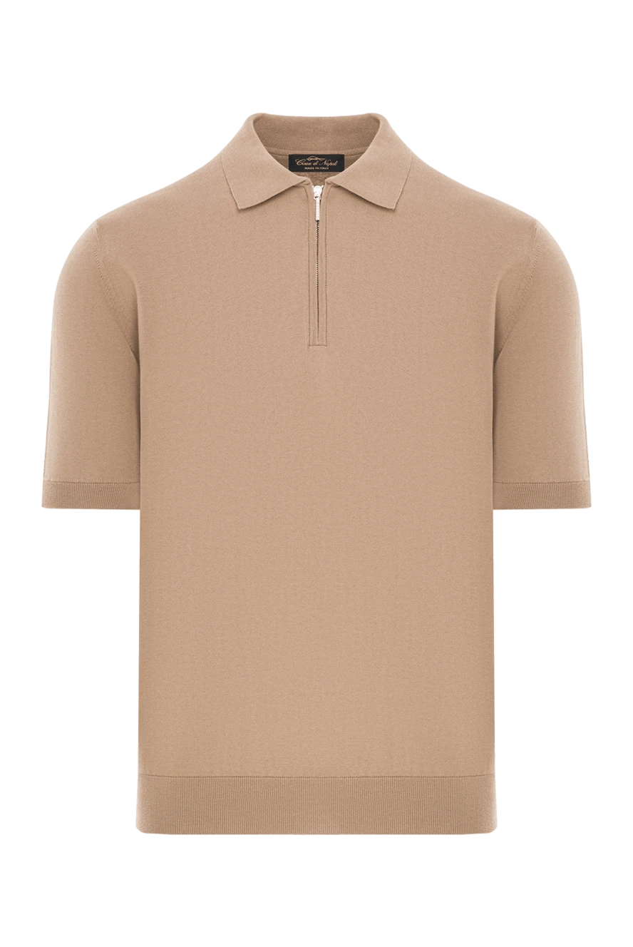 Cesare di Napoli ерлерге арналған бежевый түсті мақтадан тоқылған поло жейдесі 192475 - фото 1