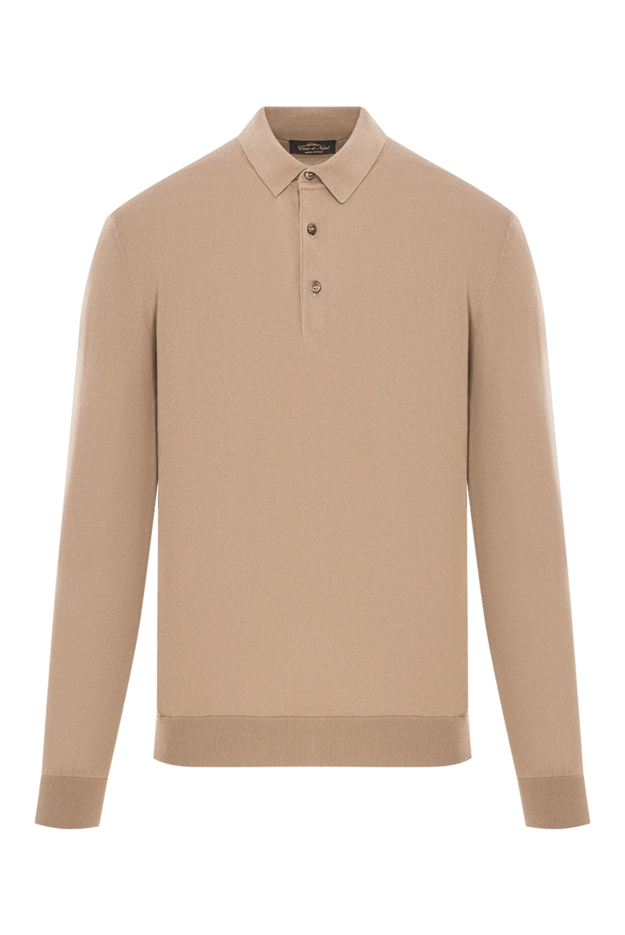 Cesare di Napoli трикотажное поло с длинными рукавами бежевого цвета 192478 - фото 1