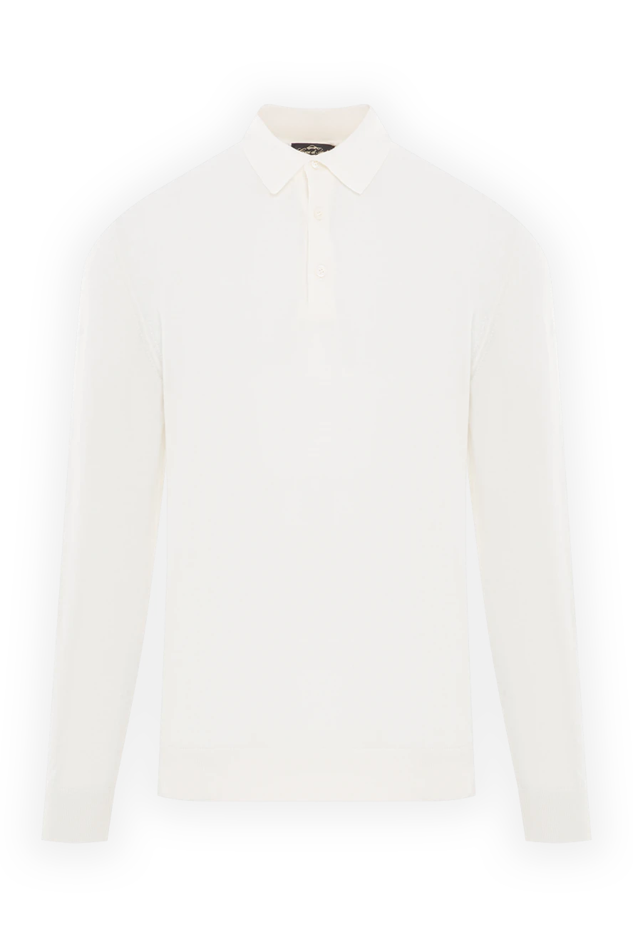 Cesare di Napoli мужское трикотажное поло с длинным рукавом белого цвета 192479 - фото 1