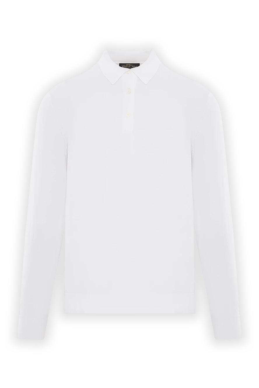 Cesare di Napoli мужское поло с длинным рукавом из мягкого белого хлопка 192481 - фото 1