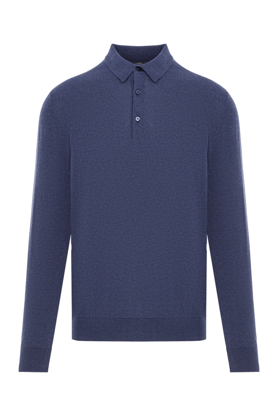 Cesare di Napoli поло из хлопкового трикотажа с длинным рукавом в синем цвете 192482 - фото 1
