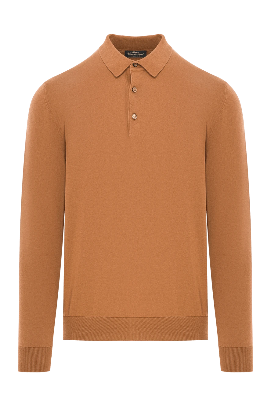 Cesare di Napoli поло из хлопкового полотна с длинным рукавом в тёплом карамельном тоне 192483 - фото 1