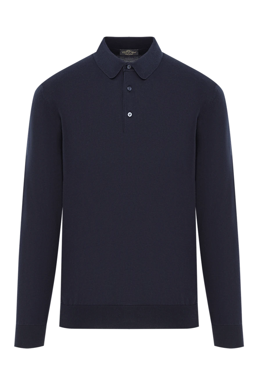 Cesare di Napoli поло из натурального хлопка темно-синего цвета с длинным рукавом 192487 - фото 1