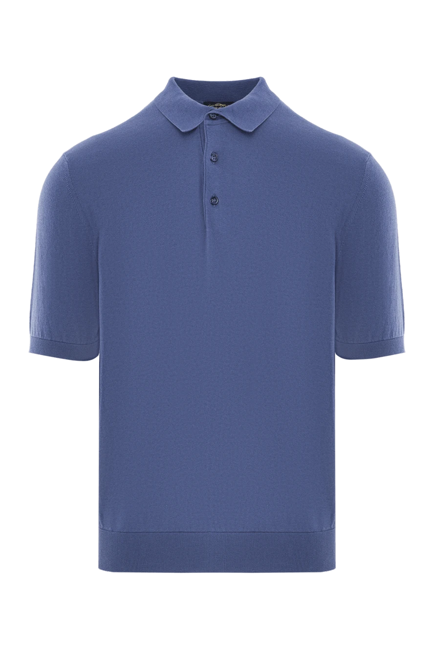 Cesare di Napoli мужская трикотажная рубашка поло синего цвета с коротким рукавом 192490 - фото 1