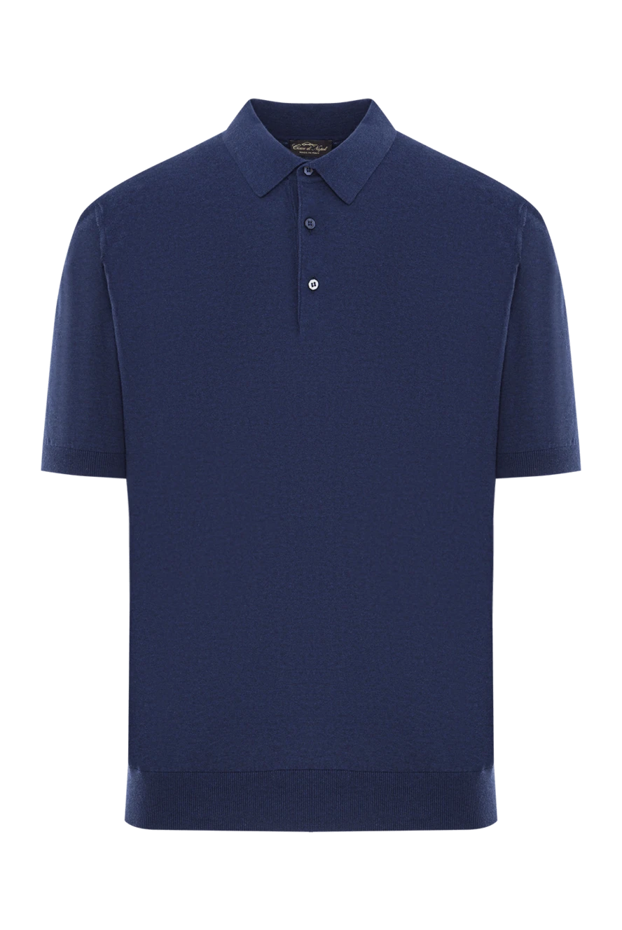 Cesare di Napoli men's dark blue knitted polo shirt with short sleeves 192497 - photo 1