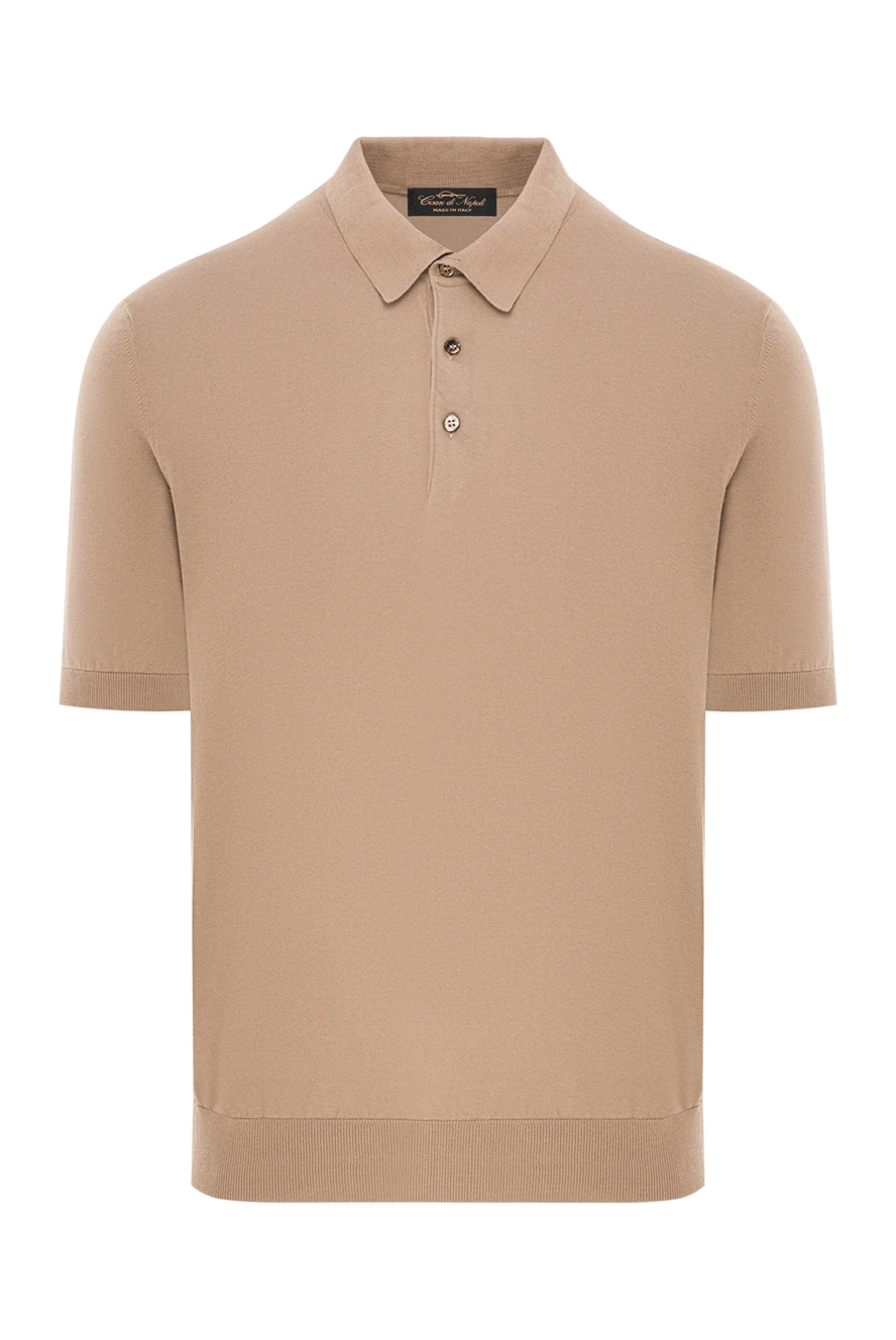 Cesare di Napoli ерлерге арналған бежевый түсті мақтадан жасалған поло жейдесі 192502 - фото 1