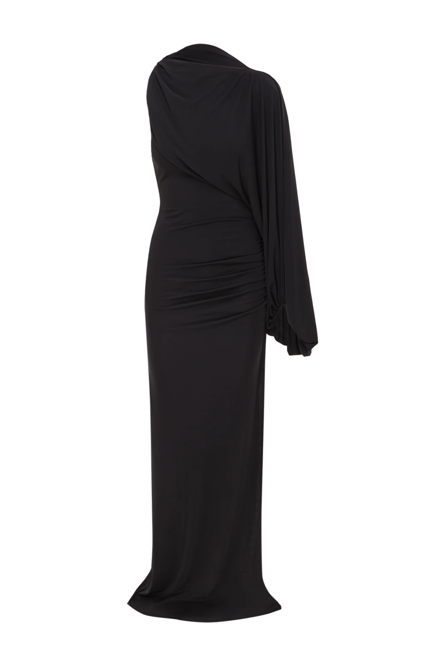 The Andamane платье-макси selene на одно плечо выполнено из черного трикотажа 192506 - фото 1