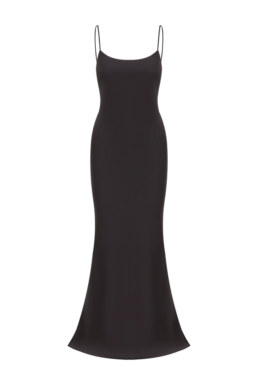 The Andamane атласное платье-комбинация ninfea макси черное с тонкими бретелями 192508 - фото 1