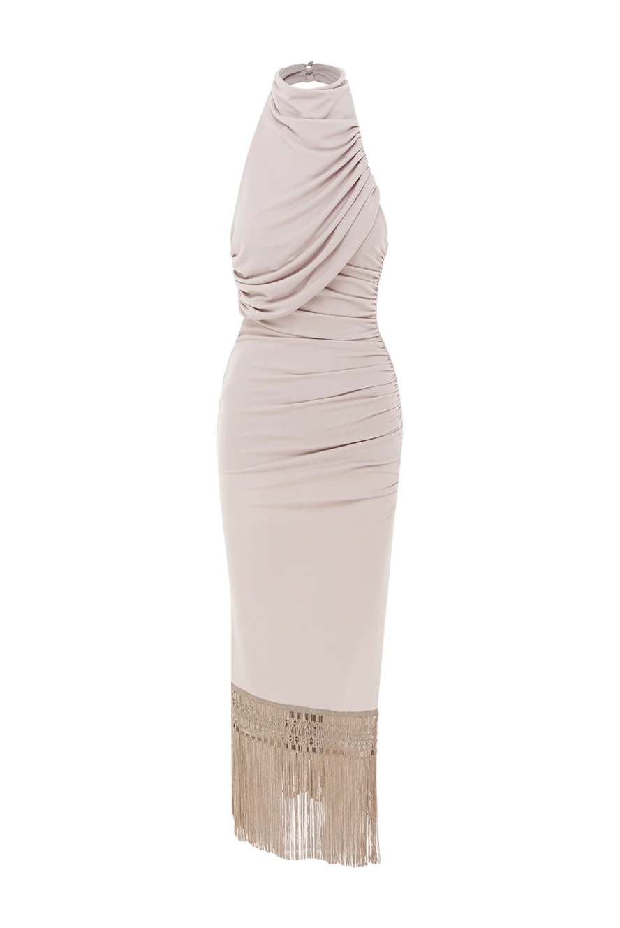 The Andamane alba midi dress with fringe in taupe jersey 192512 - photo 1