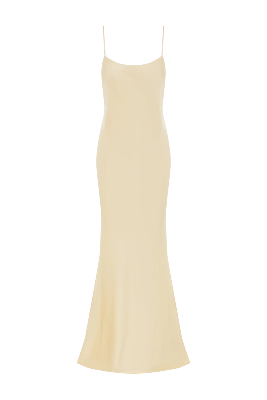 The Andamane атласное платье-комбинация макси ninfea бежевое с тонкими бретелями 192514 - фото 1