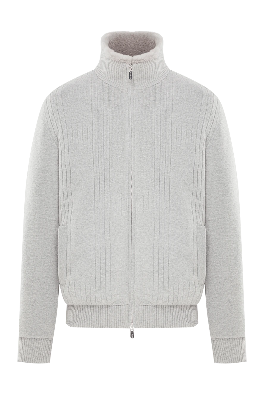 Svevo cерая мужская куртка-кардиган из кашемира на меху 192534 - фото 1