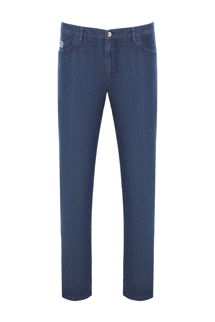 Zilli көк арыстан кестесі бар ерлерге арналған мақта джинсы 192536 - фото 1