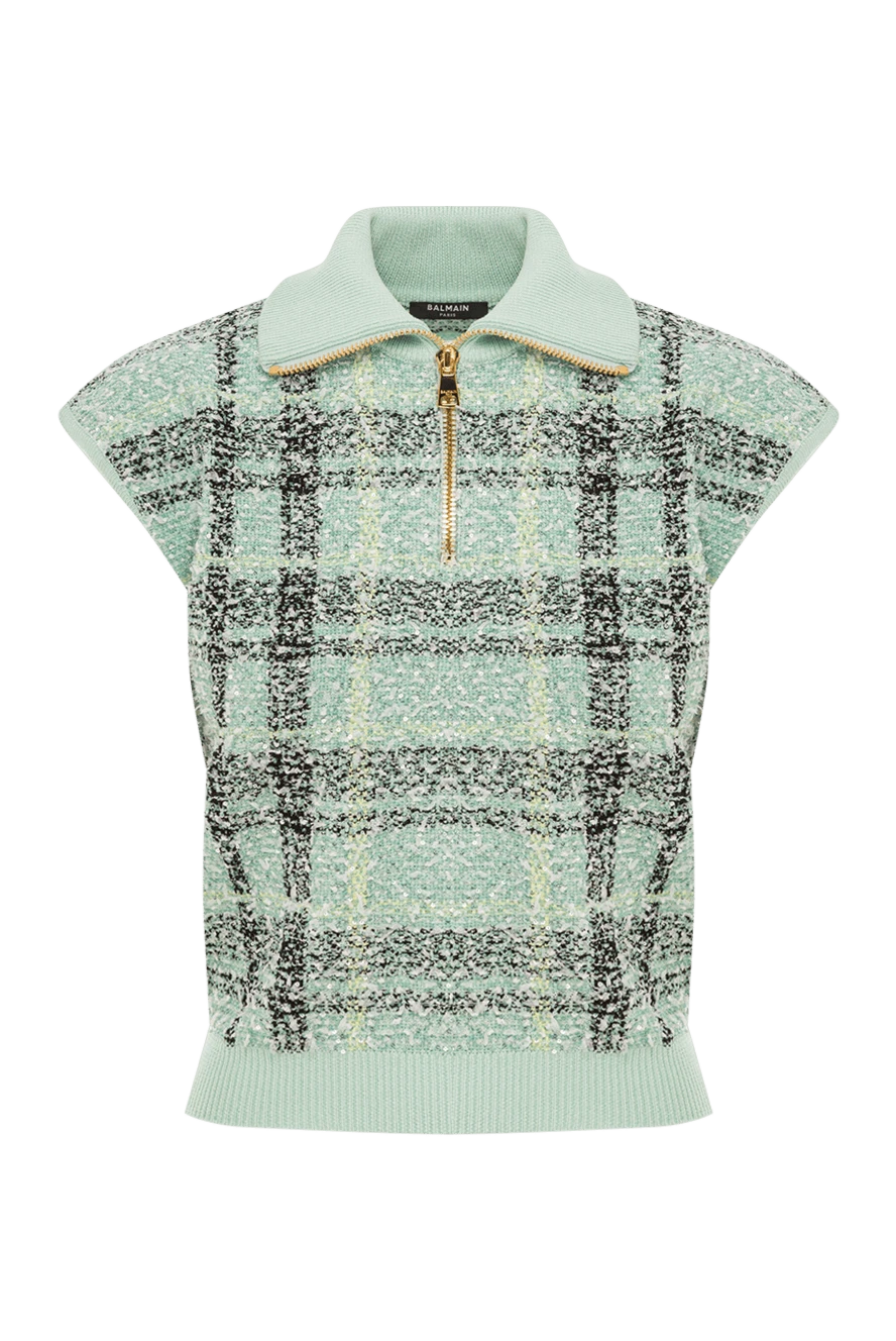 Balmain a sleeveless, plaid, light green tweed top with a zipper.
192550 - photo 1