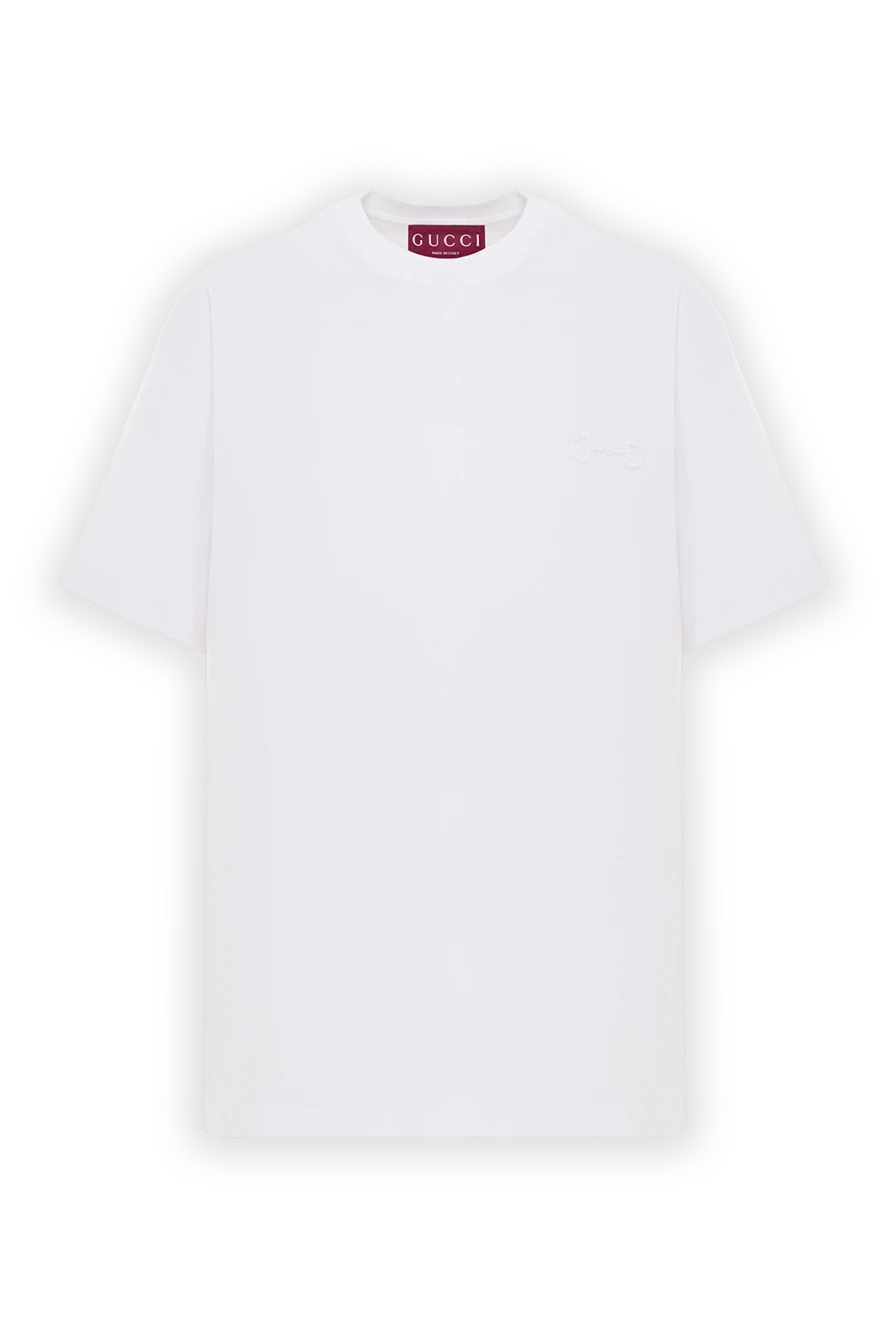Gucci белая футболка из хлопкового трикотажа с вышивкой в тон 192555 - фото 1