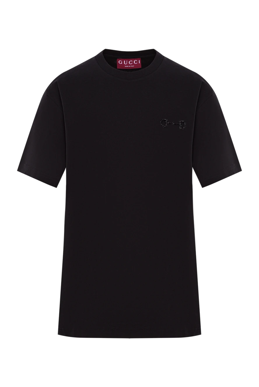 Gucci черная футболка из хлопкового джерси с вышивкой 192556 - фото 1