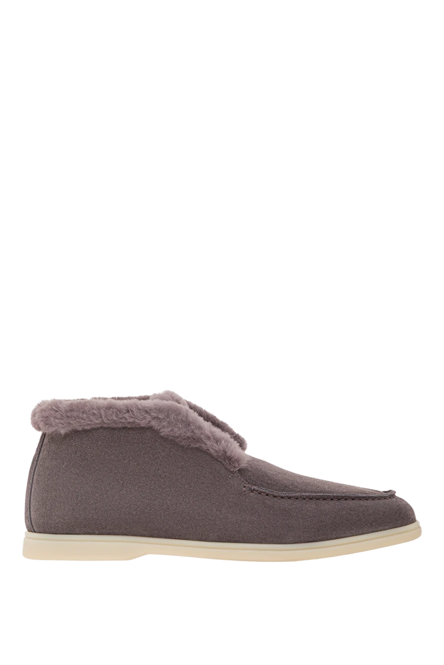 Fleur de Paris серые замшевые дезерты с меховой подкладкой 192585 - фото 1
