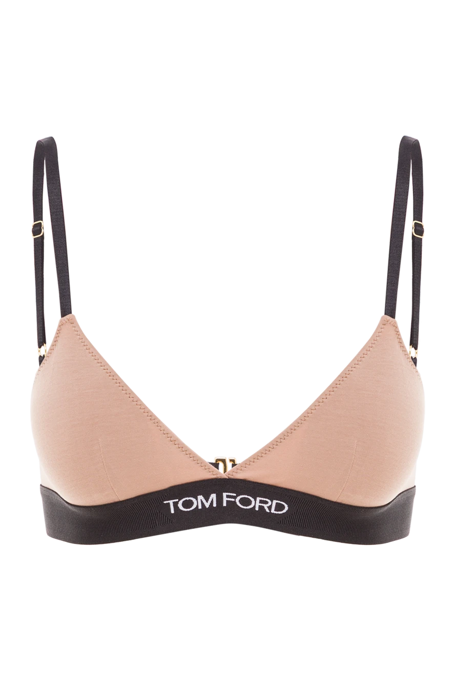 Tom Ford эластичный бюстгальтер modal signature бежевый с логотипом 192601 - фото 1