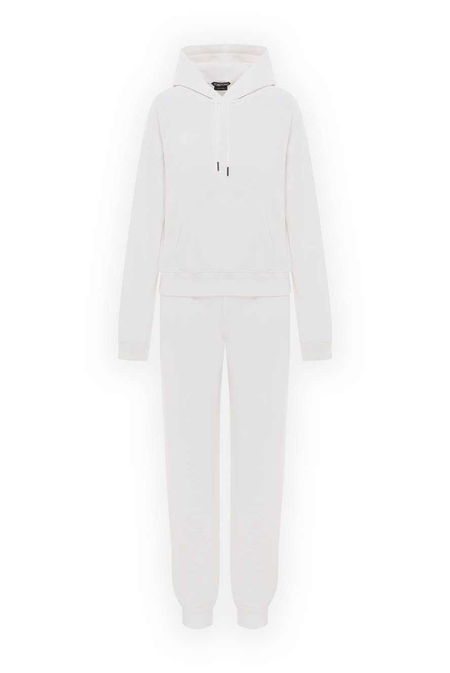 Tom Ford капюшон және кенгуру қалтасы бар әйелдерге арналған ақ спорттық костюм 192614 - фото 1