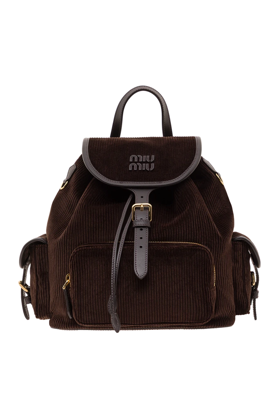 Miu Miu brown corduroy backpack with a flap closure 192629 - photo 1