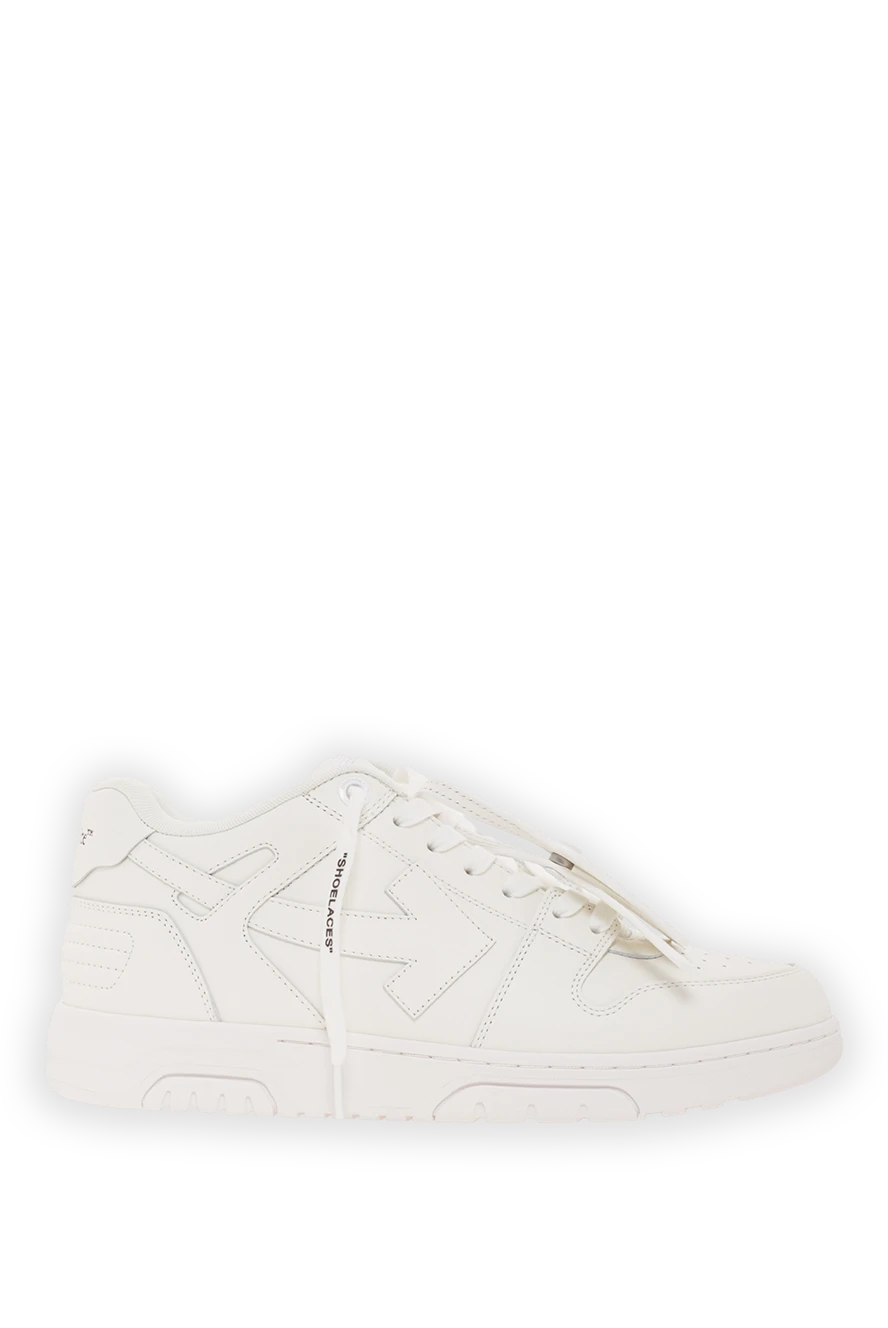 Off-White ақ түсті ерлерге арналған таза былғарыдан жасалған out of office кроссовкалары 192649 - фото 1