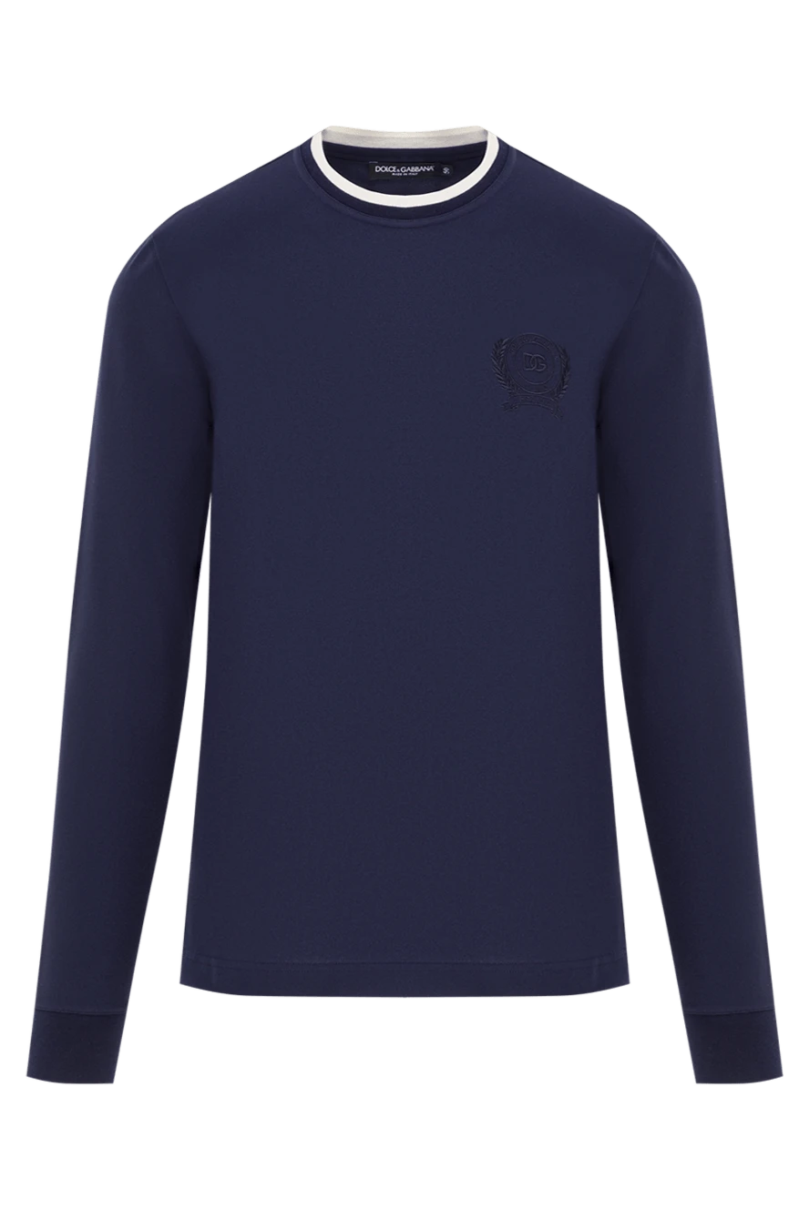 Dolce & Gabbana синий свитшот с эффектом многослойности и логотипом 192656 - фото 1