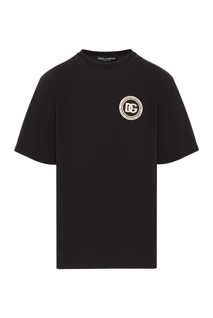 Dolce & Gabbana аппликациясы бар қара түсті ерлерге арналған джерси футболкасы 192657 - фото 1