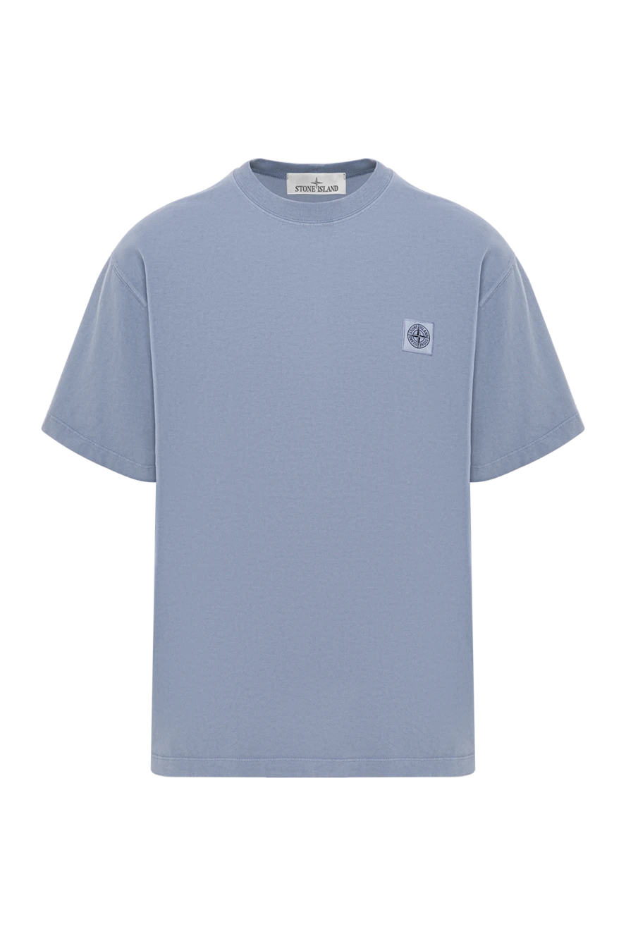 Stone Island футболка голубая с короткими рукавами из чесаного органического хлопка 192672 - фото 1