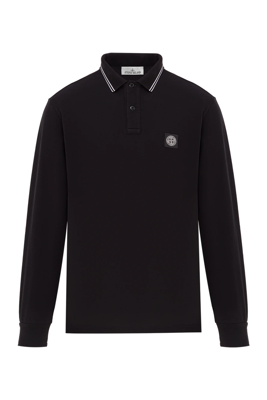 Stone Island черное поло с длинными рукавами из органического хлопкового пике 192695 - фото 1