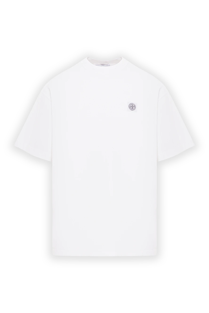 Stone Island тарақпен өңделген органикалық мақтадан жасалған ақ футболка 192697 - фото 1