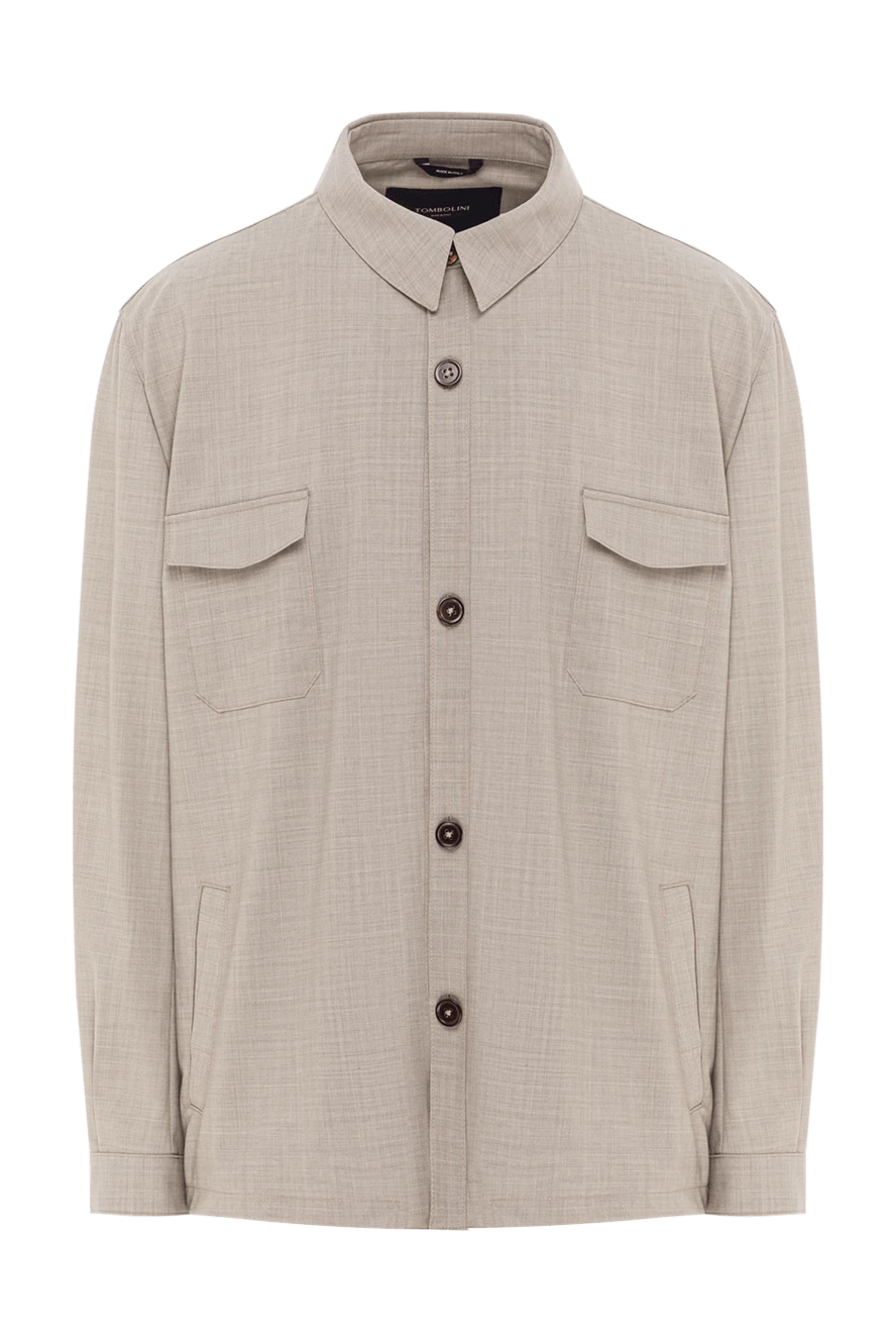 Tombolini мужская бежевая куртка-рубашка овершорт с накладными карманами 192745 - фото 1