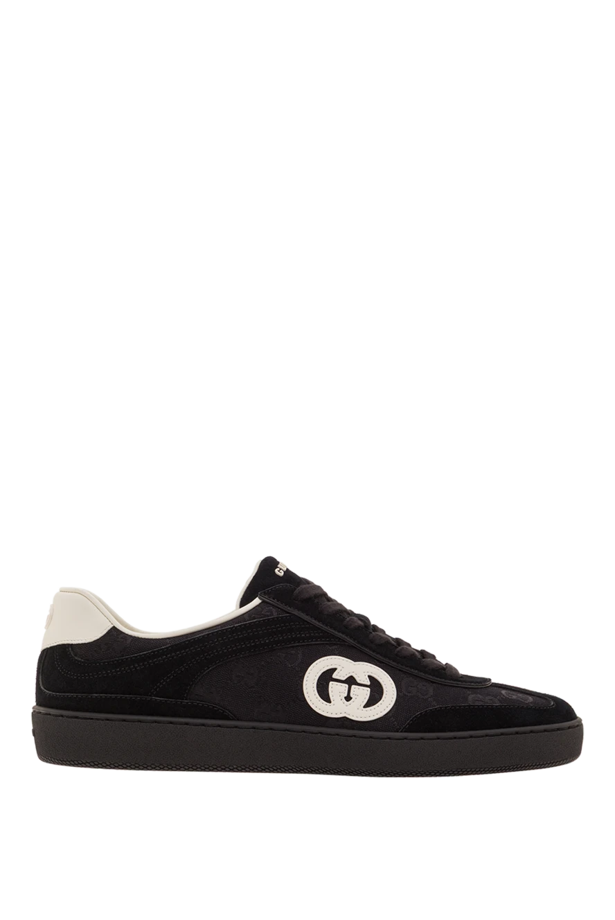 Gucci ерлерге арналған g75 қара замша және кенеп кроссовкалары 192752 - фото 1