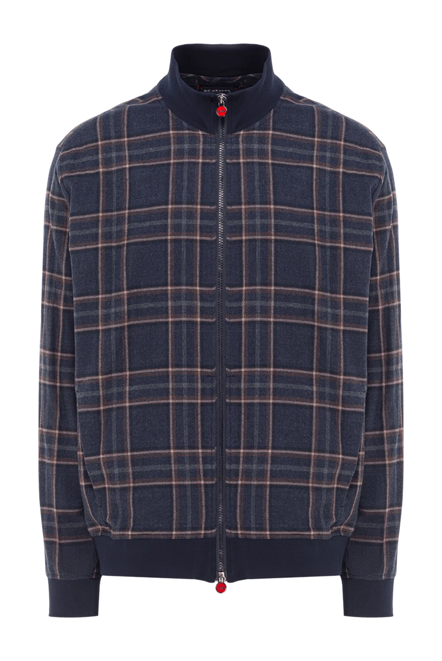 Kiton мужская куртка-бомбер в темно-синюю клетку из хлопка 192812 - фото 1