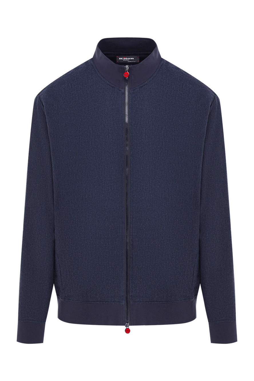 Kiton тік жағасы мен манжеттері бар ерлерге арналған көк түсті бомбер күртешесі 192813 - фото 1