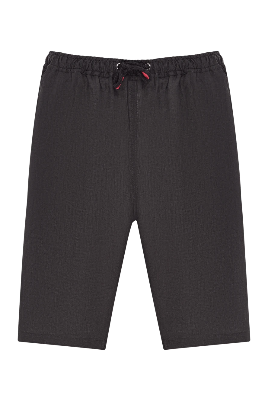 Kiton льняные шорты черного цвета с эластичным поясом на кулиске 192817 - фото 1