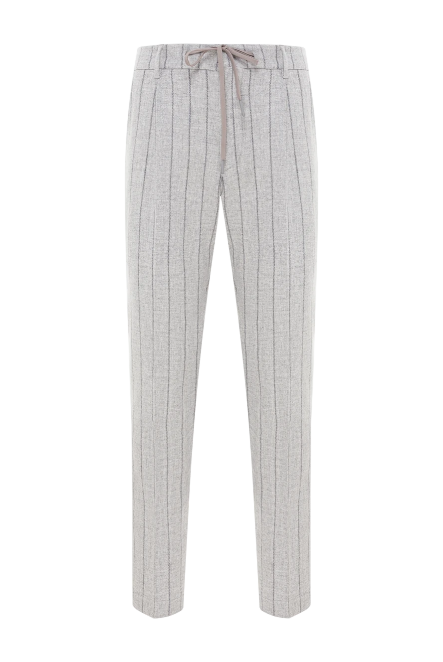 Berwich жолақты өрнегі бар ерлерге арналған сұр жүн шалбар 192843 - фото 1