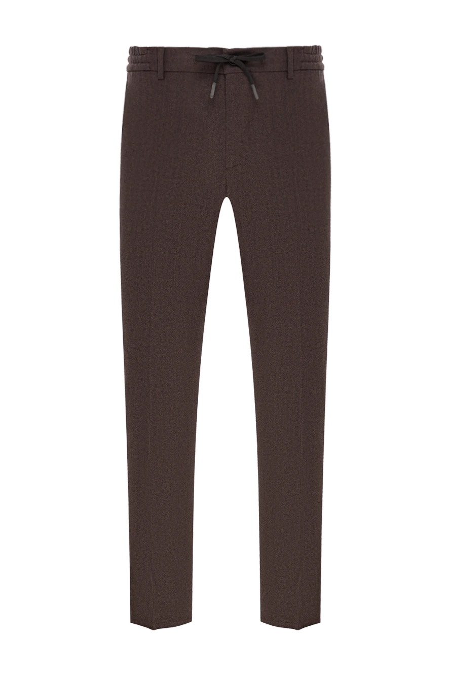 Berwich classic wool trousers with elastic waistband and drawstring in brown 192844 - photo 1