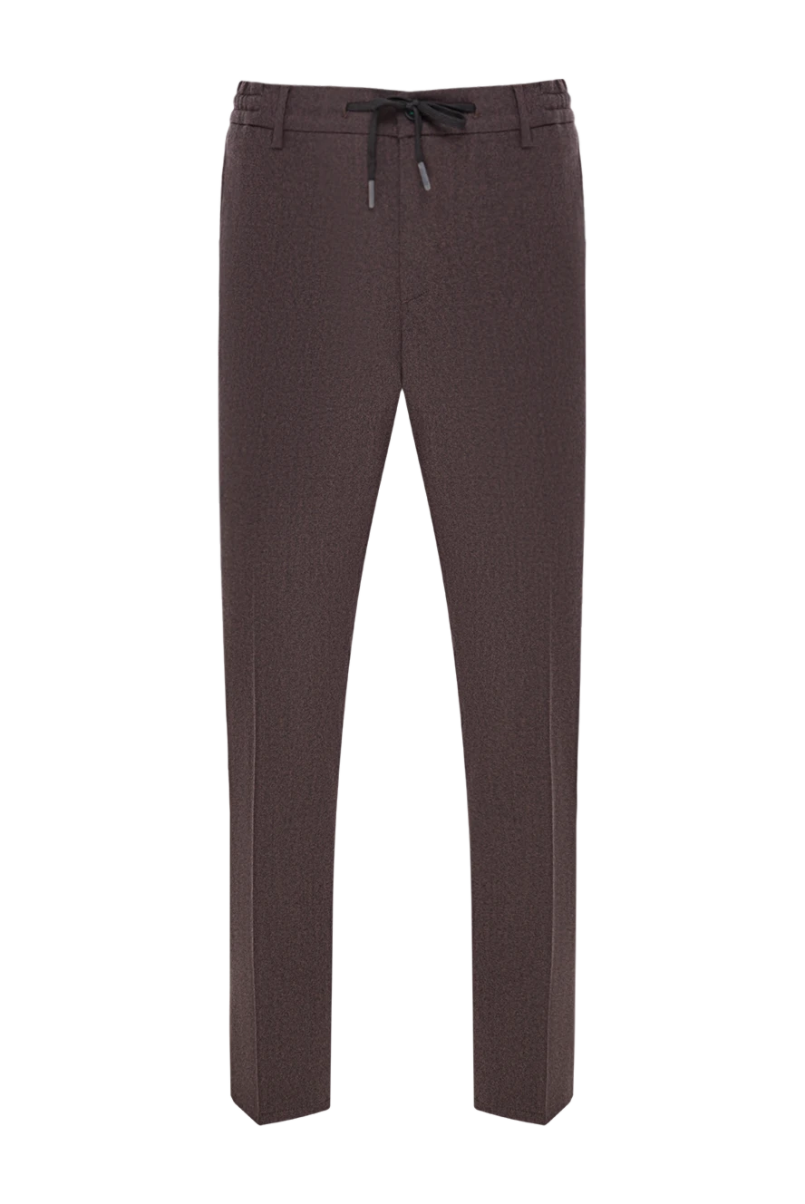 Berwich мужские брюки коричневого цвета с эластичным поясом из шерсти 192845 - фото 1