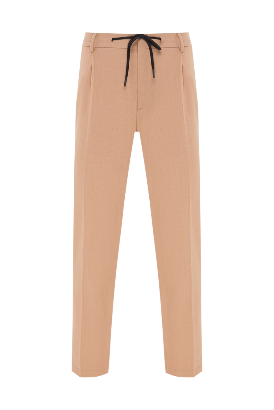 Berwich мужские бежевые брюки зауженного кроя со стрелками и защипами 192849 - фото 1