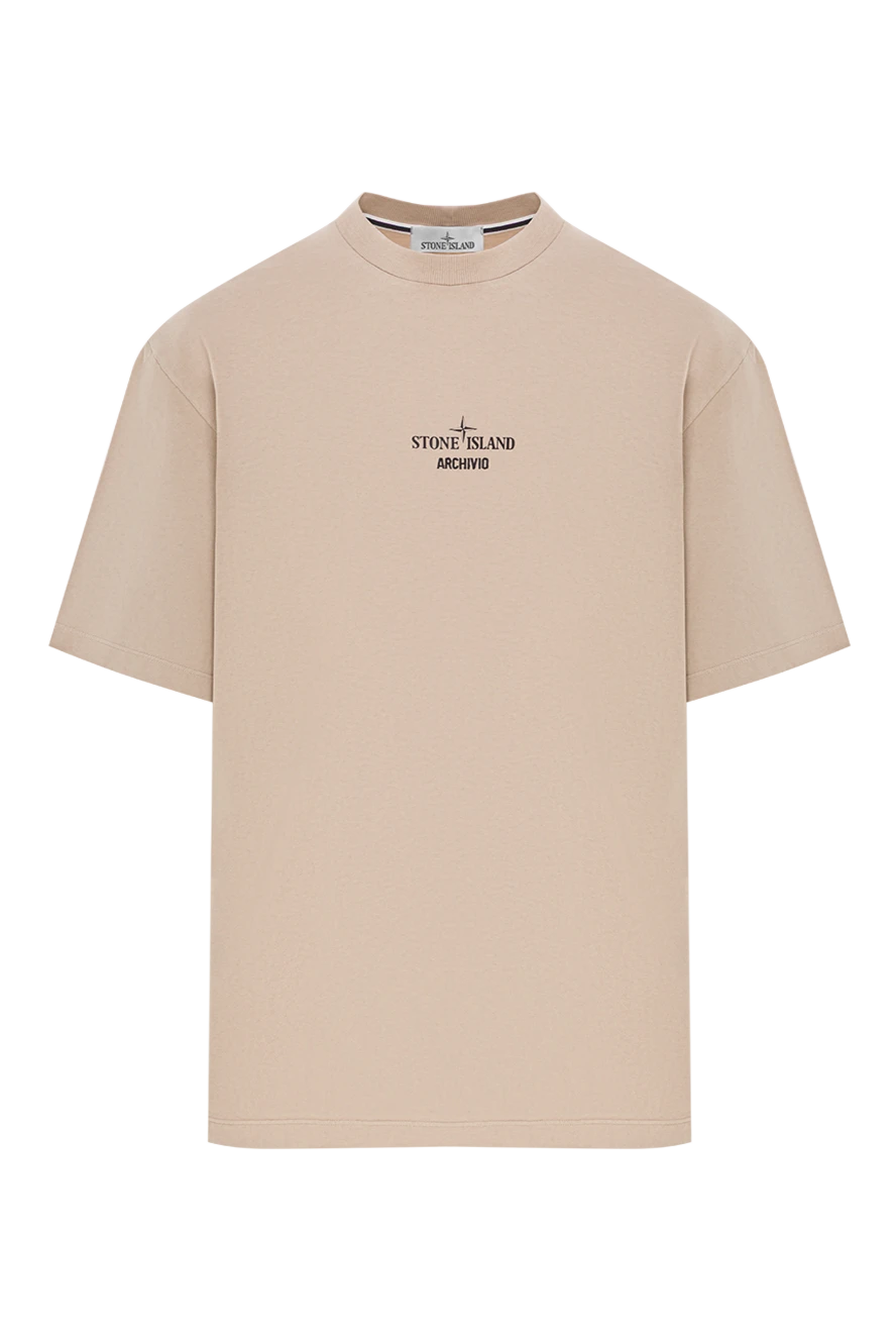 Stone Island бежевая футболка стандартного кроя с принтом archivio
192891 - фото 1