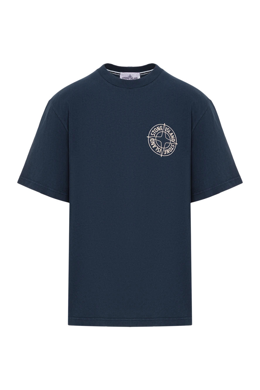 Stone Island контурлы компас басылымы бар көк түсті кәдімгі футболка 192894 - фото 1