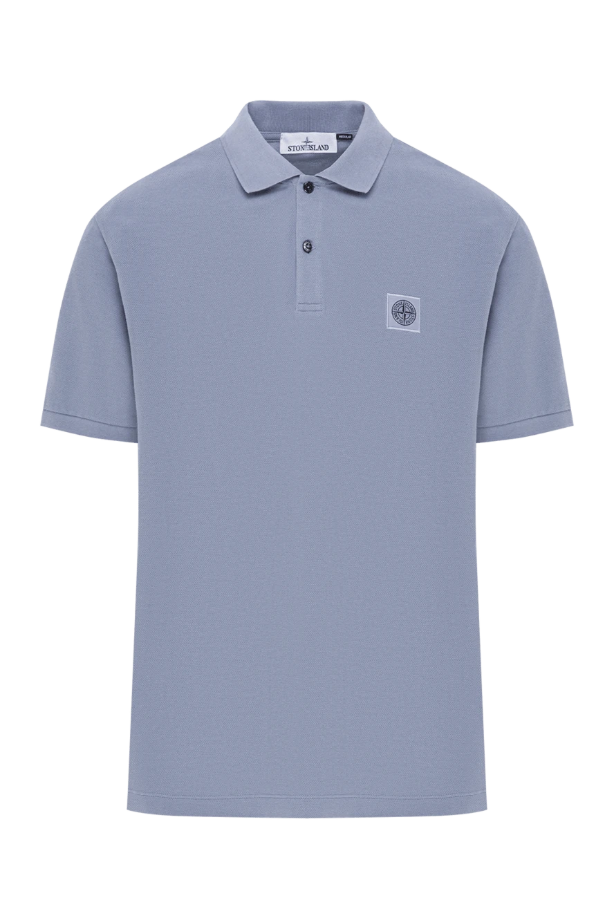 Stone Island голубое поло с короткими рукавами из органического хлопка пике 192900 - фото 1