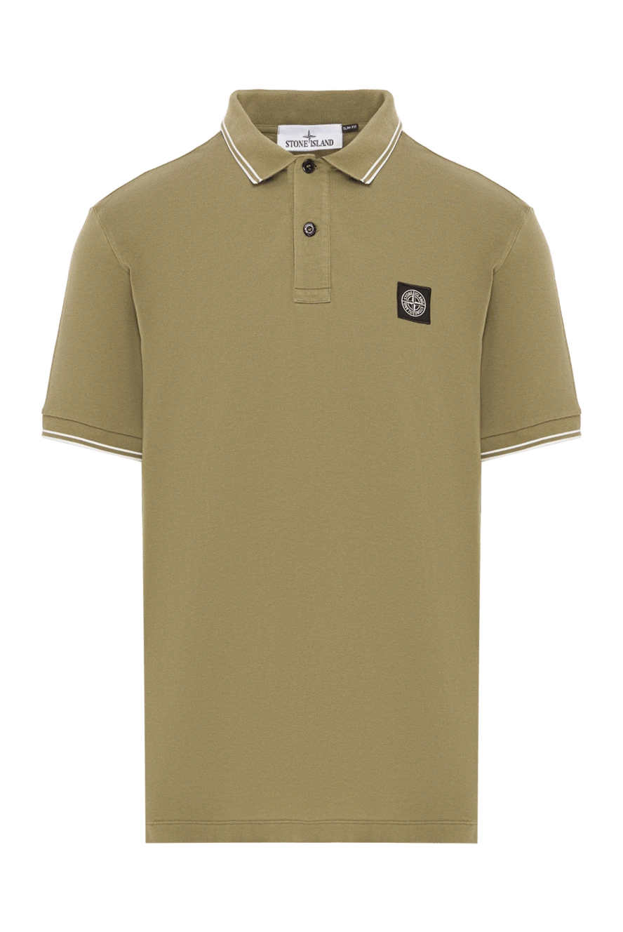Stone Island green cotton polo shirt with ribbed collar and contrast trim 192901 - photo 1