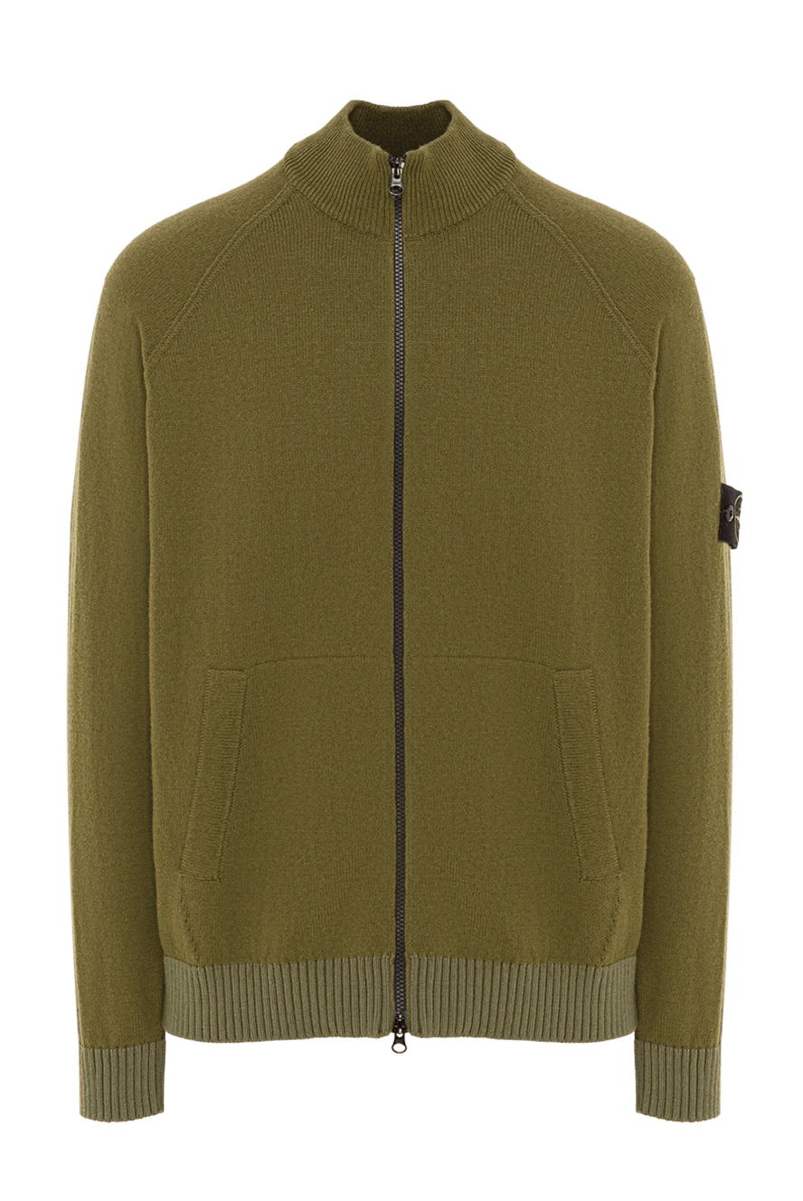Stone Island зеленая спортивная кофта на молнии из хлопка с нашивкой-логотипом 192906 - фото 1