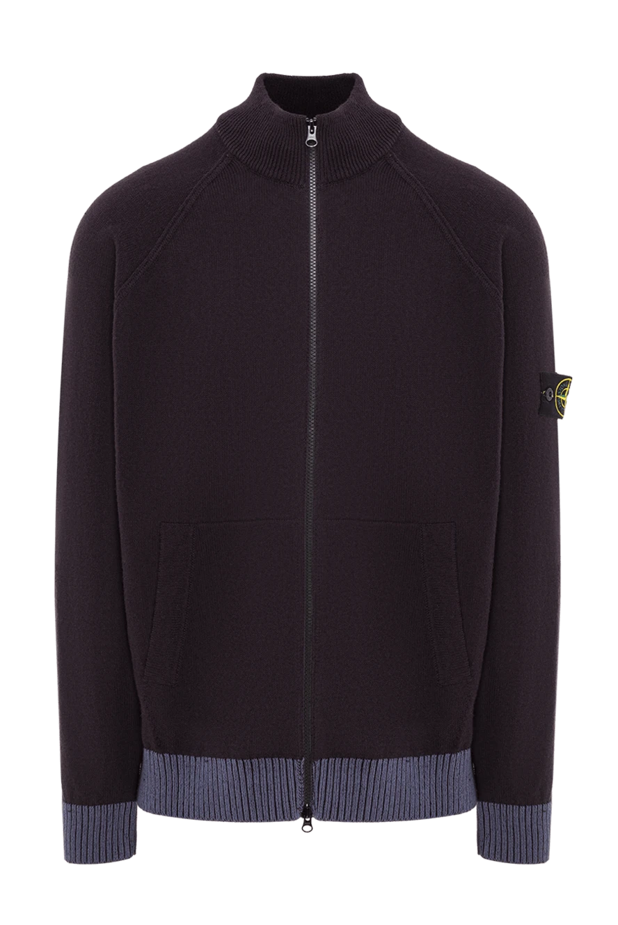Stone Island blue cotton zip-up sweatshirt with logo patch 192908 - photo 1