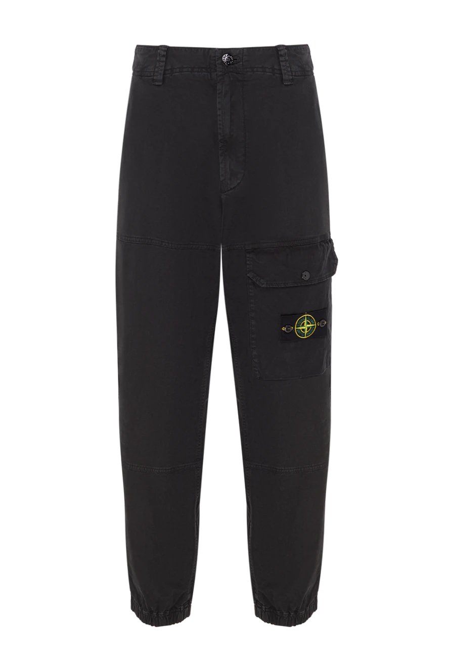 Stone Island black organic cotton cargo pants with elastic cuffs 192911 - photo 1