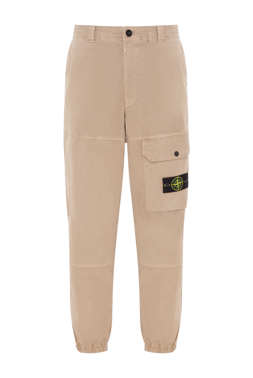 Stone Island beige organic cotton cargo pants with elastic cuffs 192912 - photo 1
