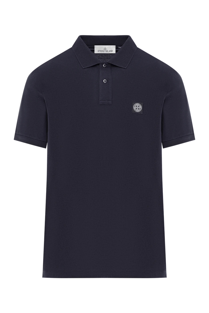 Stone Island синее поло с короткими рукавами из органического хлопкового пике 192921 - фото 1