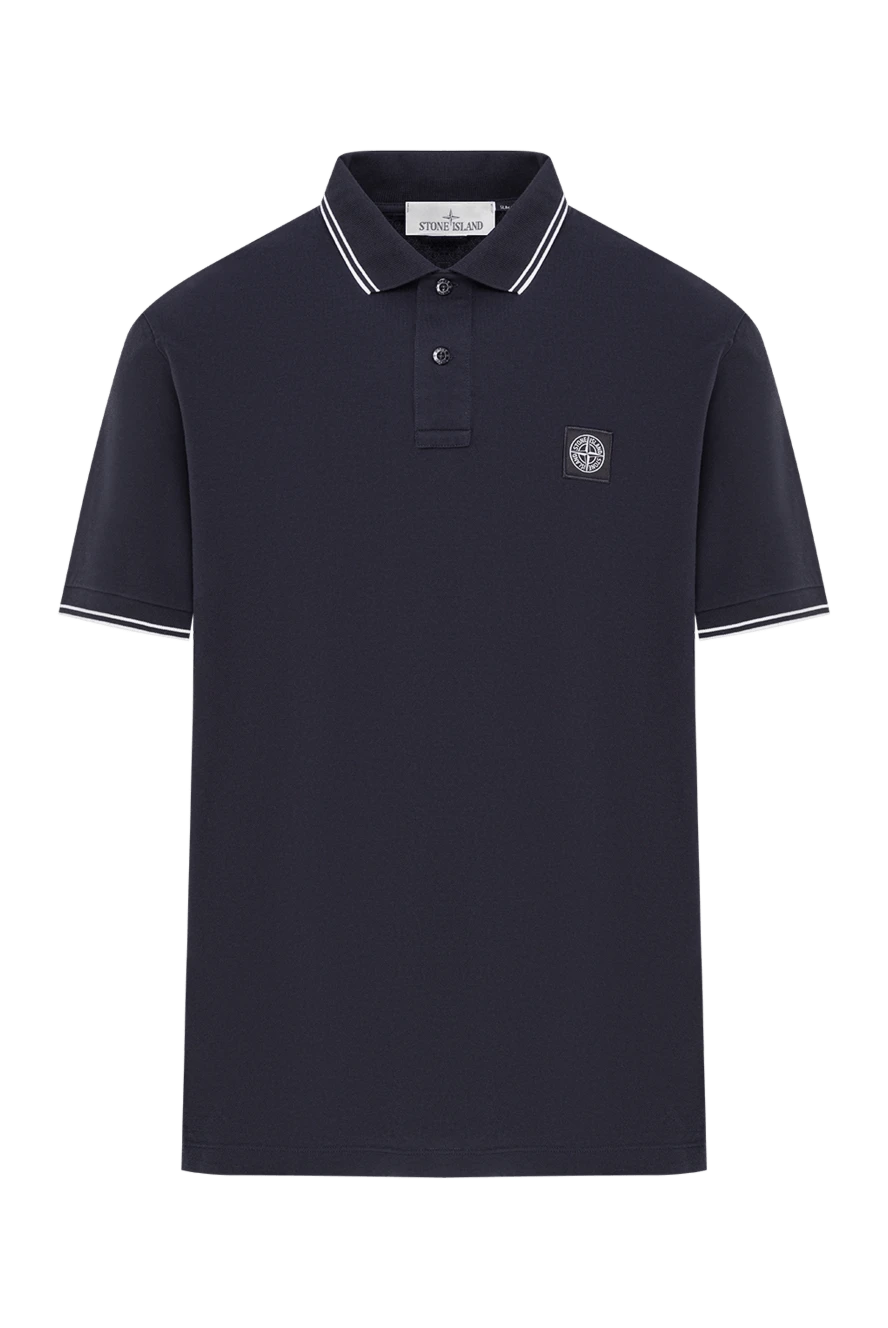 Stone Island приталенная рубашка-поло синяя с короткими рукавами и нашивкой compass
192923 - фото 1