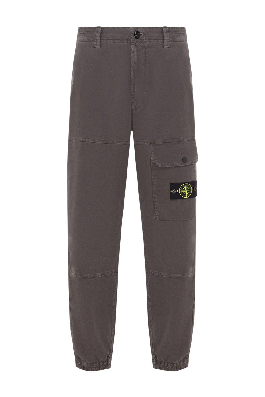 Stone Island серые брюки-карго из органического хлопка с эластичными манжетами 192935 - фото 1