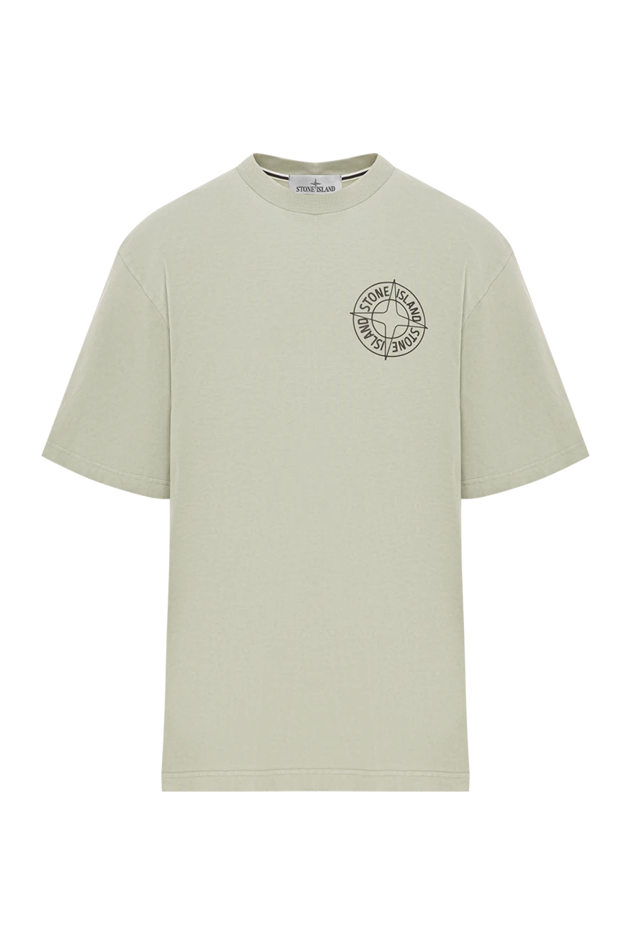 Stone Island regular fit tee in grey and green with outline compass print 192940 - photo 1